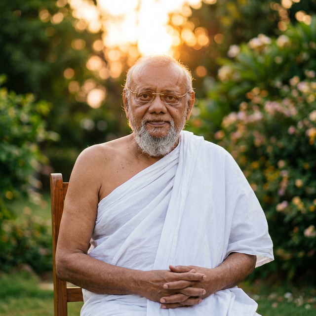 Serene portrait of Maharaj Saheb